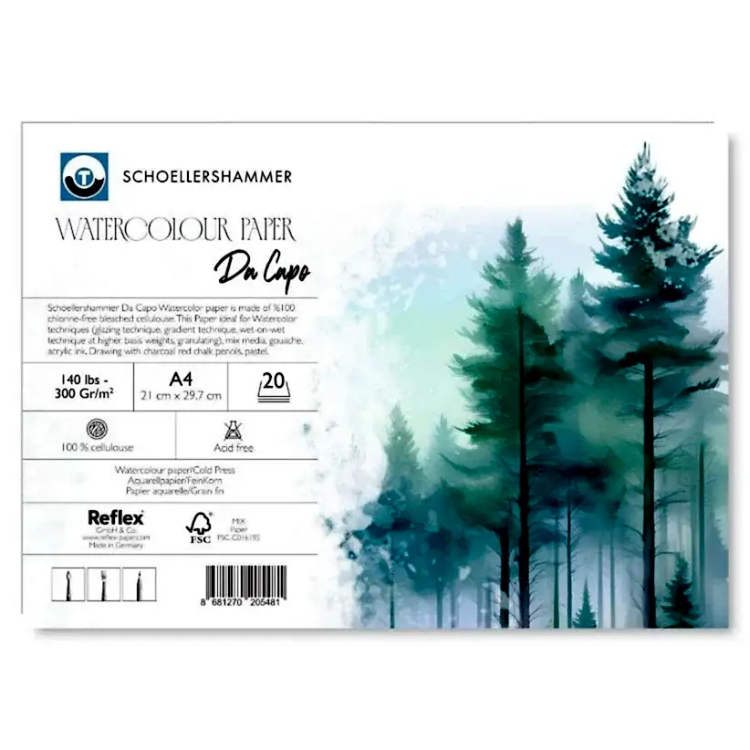 Güven Art Schoellershammer Da Capo Watercolour Pad 300 Gr A4 20 Yaprak