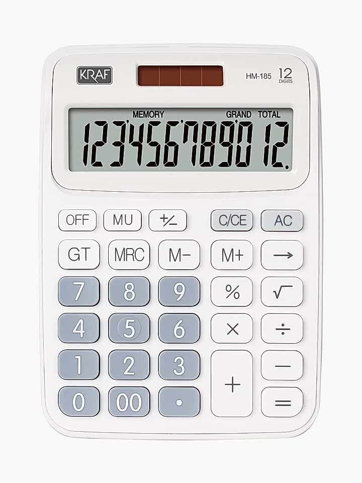 Kraf Hesap Makinesi Masaüstü 12 Hane Hm-185 Wt Beyaz