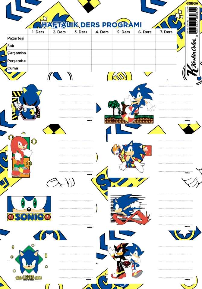 Keskin Sonic Ders Programı 3 Lü Etiket