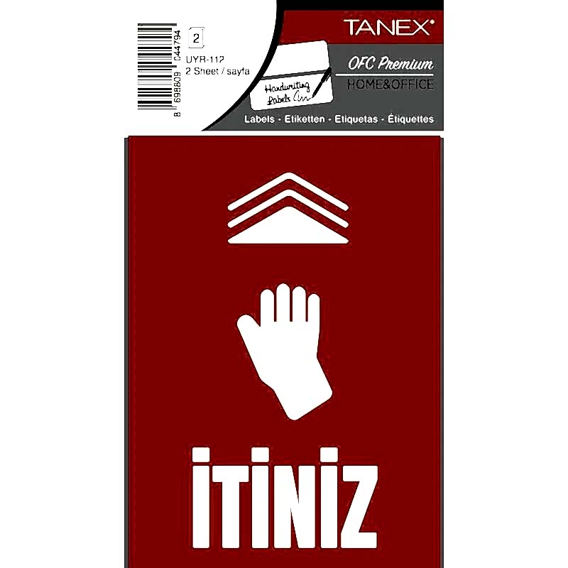 Tanex Uyr-112 İtiniz Uyarı Etiketi