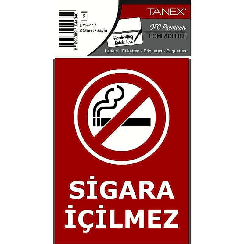 Tanex Uyr-117 Sigara İçilmez Uyarı Etiket