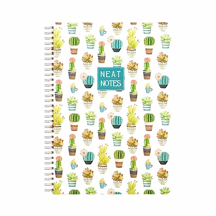 Keskin 20X28 100 Yaprak Kareli Spr Sert Karton Kapak Neat Notes Cactus Love -Beyaz