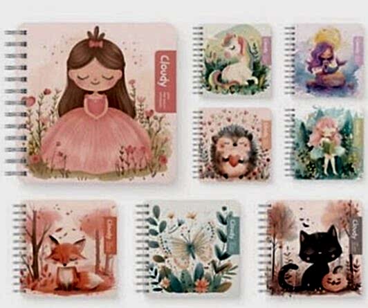 Gıpta Cloudy Spiralli Sert Kapak Defter 16x16 100 Yaprak Çizgili