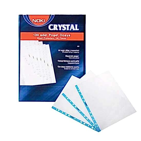 Noki Poşet Dosya Cristal Mavi Şeritli 100 Lü Kutulu