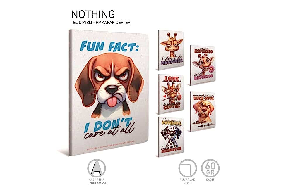 Gıpta Nothing Tel Dikişli Pp Kapak Defter A4 60 Yaprak Çizgili