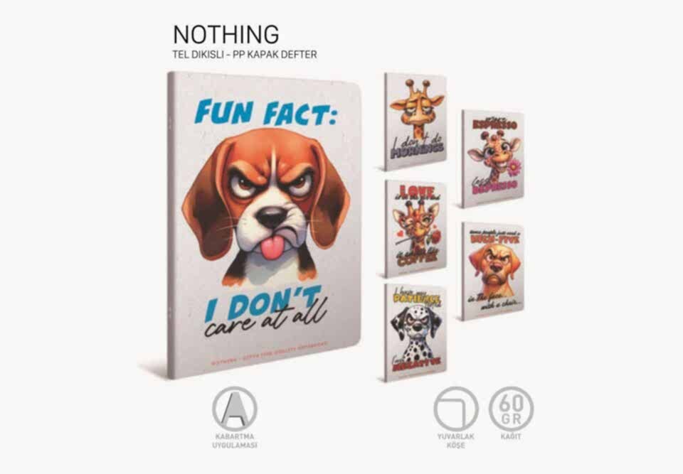 Gıpta Nothing Tel Dikişli Pp Kapak Defter 60 Yaprak Kareli