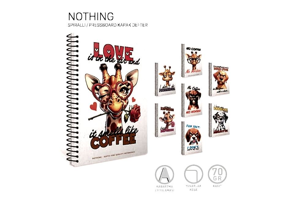 Gıpta Nothıng Spiralli Pressboard Kapak Defter 16x16 80 Yaprak Çizgili
