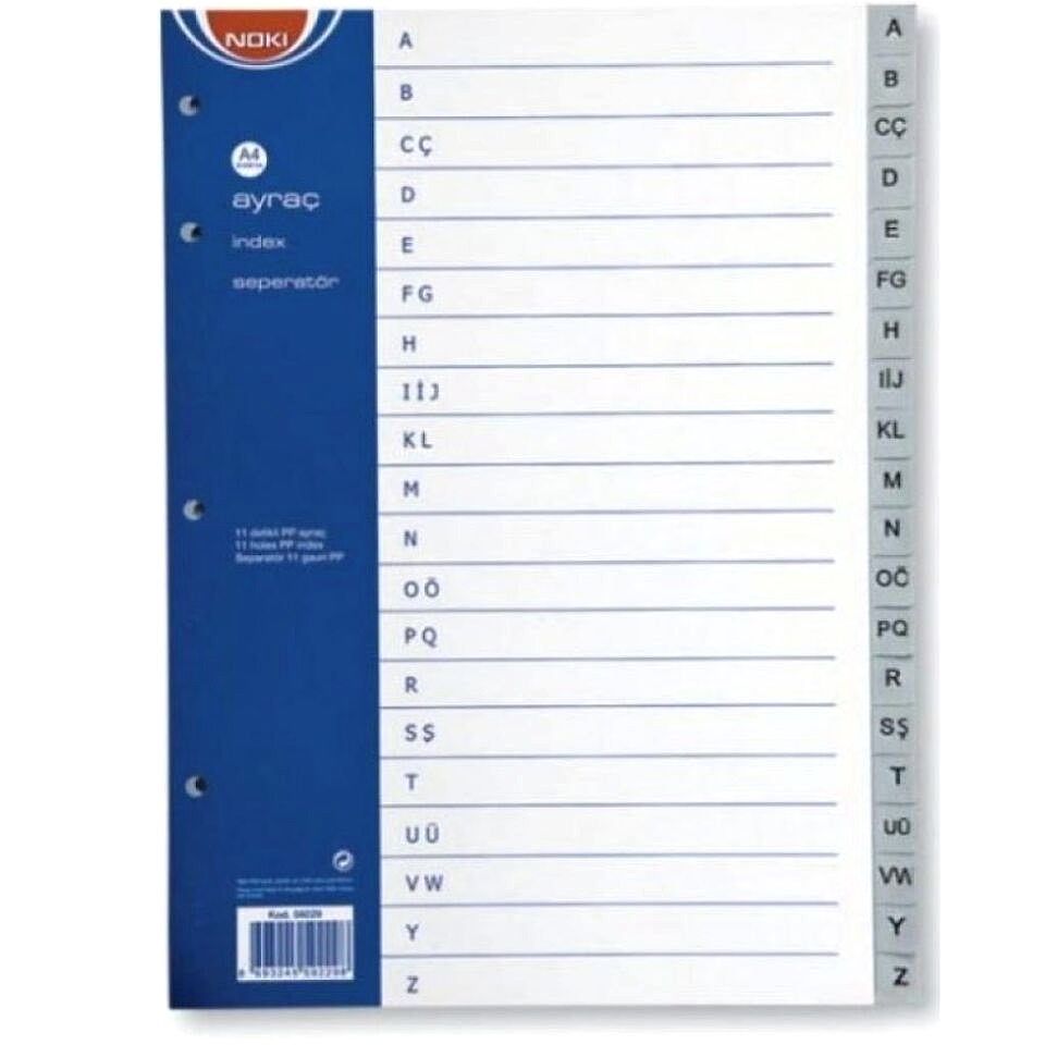 Noki Ayraç Pp A-Z Türkçe Harf