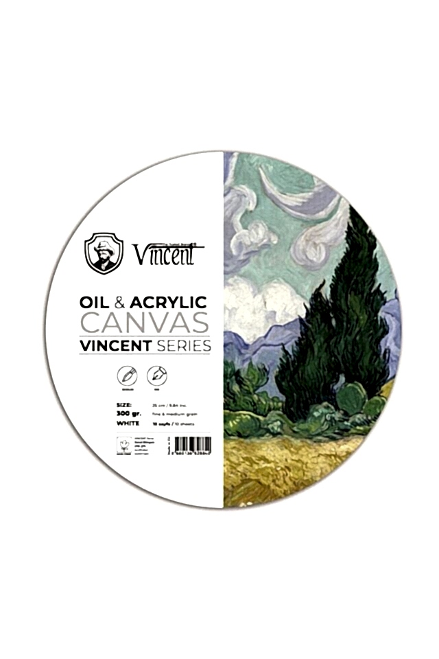 Vincent Oil Acrylıc Daire Canvas White 300 Gr 25 Cm