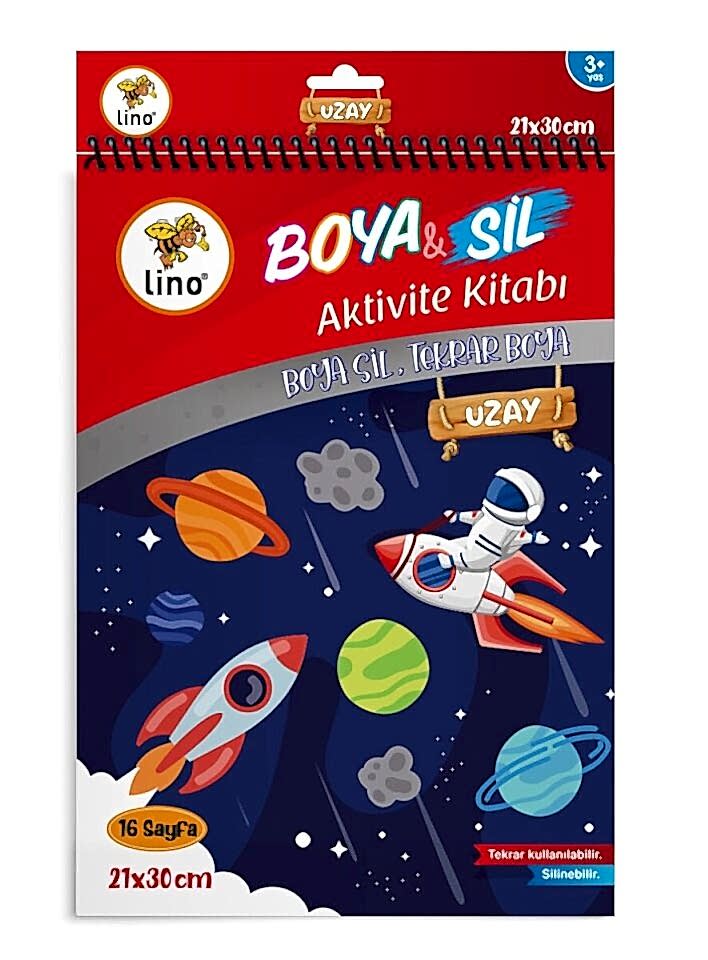 Lino Boya Sil Aktivite Boyama Kitabı Uzay A4 Ebat Silinebilir&nbsp;&nbsp;&nbsp;&nbsp;