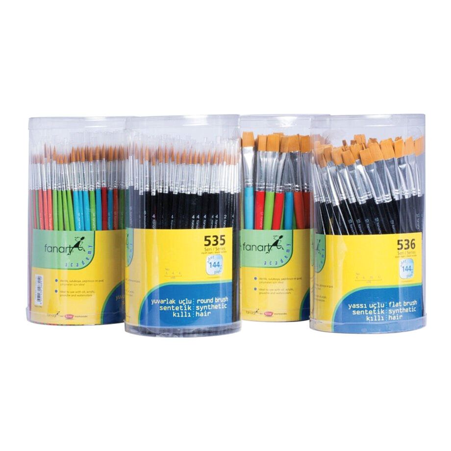 Fanart Academy Seri 535C Sentetik Kıl Yuvarlak Fırça Renkli Sap No 6