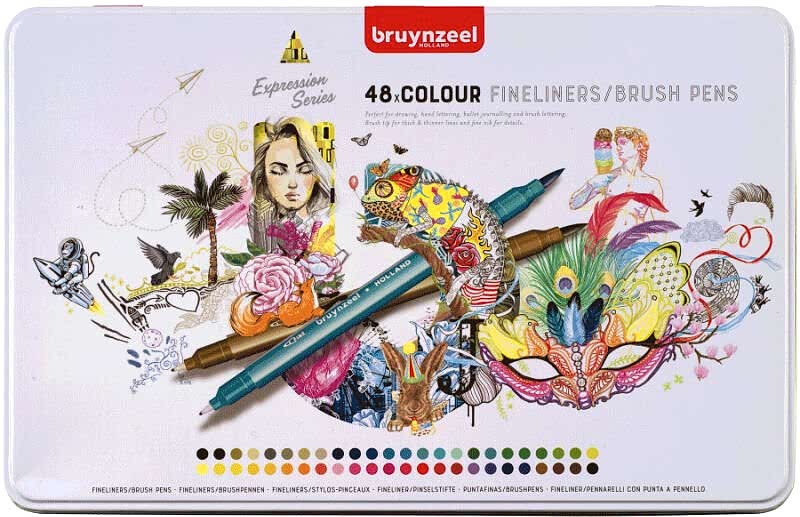 Bruynzeel Fineliner Çift Taraflı Kalem Seti 48 Renk