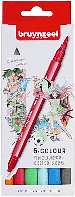 Bruynzeel Fineliner Çift Taraflı Kalem Seti 6 Renk Rio