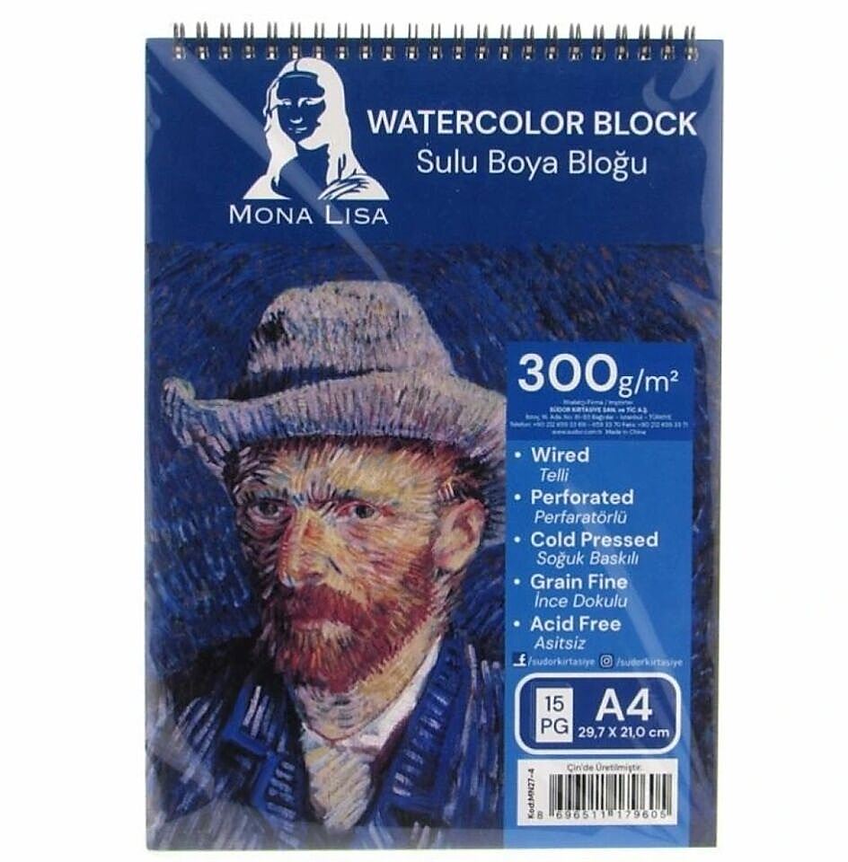 Mona Lisa Suluboya Bloğu Telli A4 20 Yaprak 300G