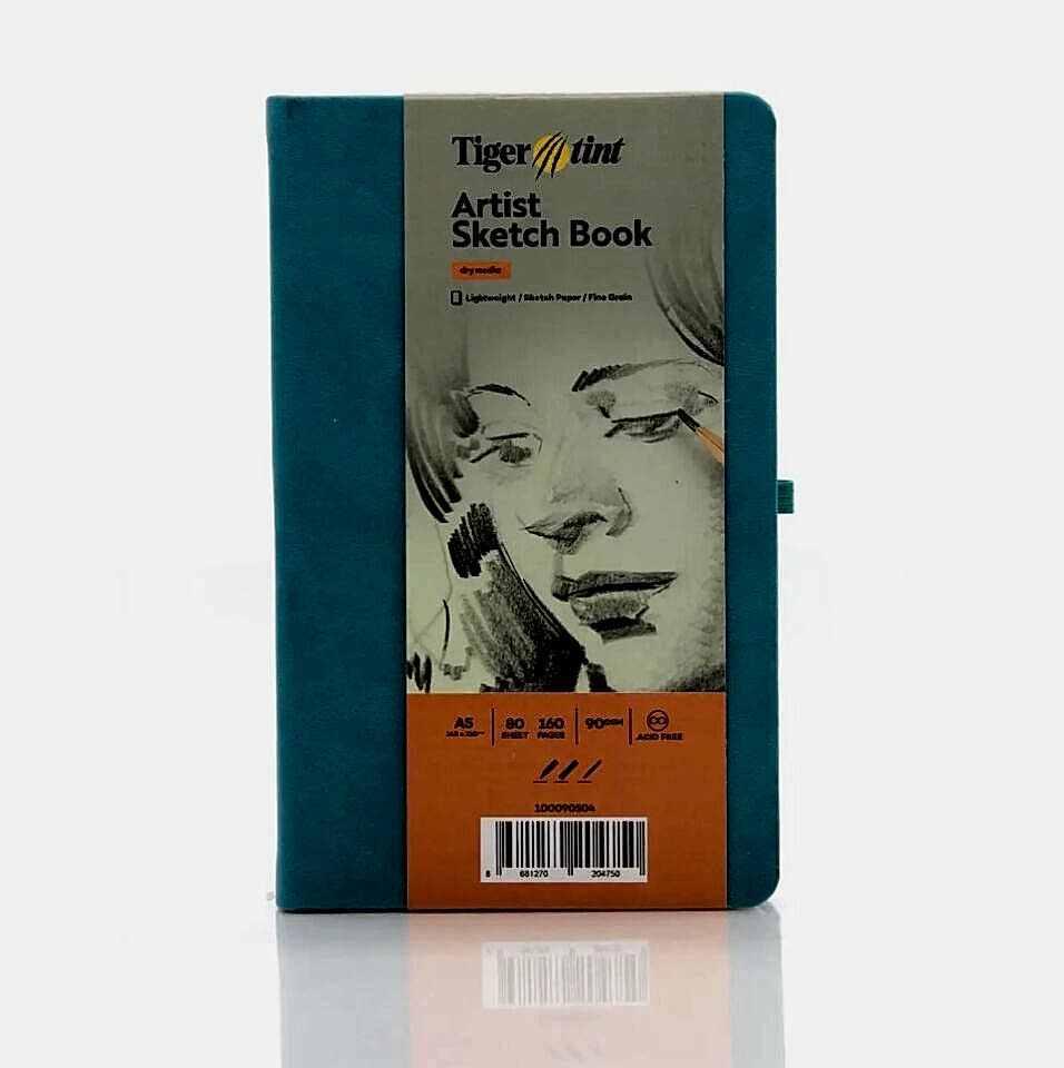 Güven Art&nbsp;Tigertint Eskiz Defteri Sert Kapak 90 Gr A5 80 Yaprak Turkuaz