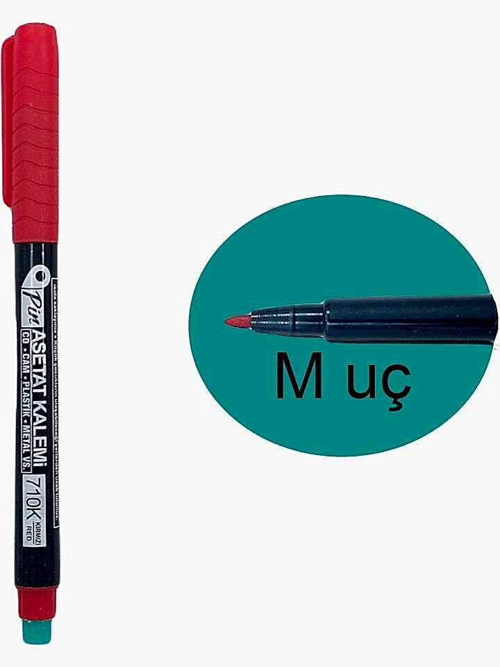 Pin Asetat Kalemi Silgili M Uç 710 Kırmızı