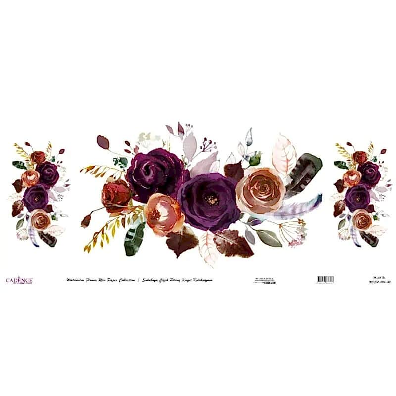 Cadence Suluboya Çiçek Pirinç Kağıt Koleksiyon Beyaz Zemin Wfcr-004 30x68