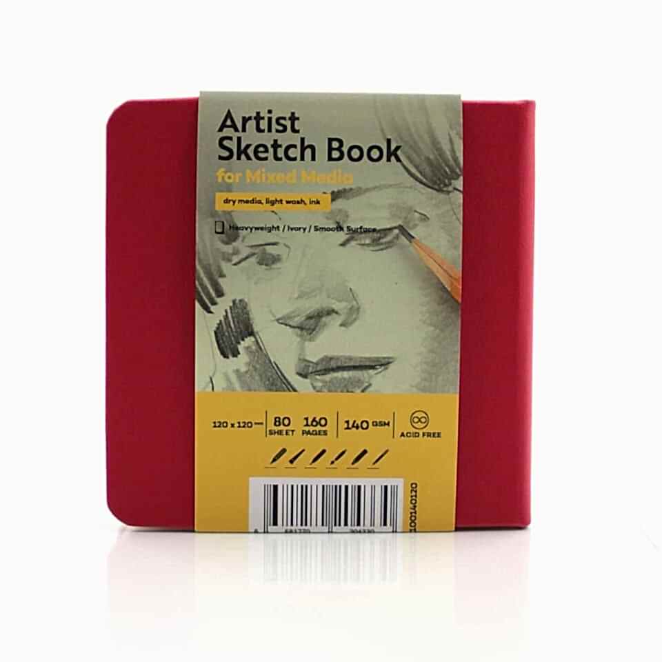 Güven Art&nbsp;Tigertint Eskiz Defteri Sert Kapak 140 Gr 12x12 Cm 80 Yaprak Kırmızı