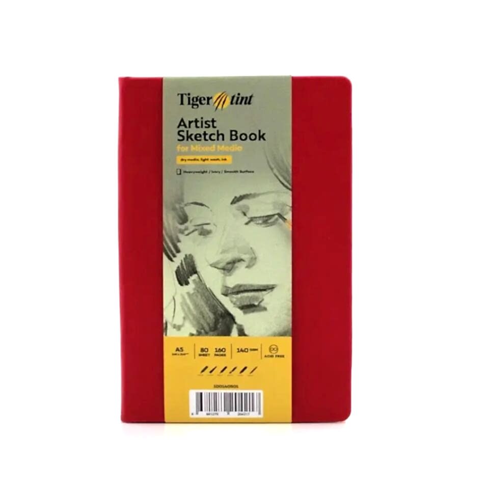 Güven Art&nbsp;Tigertint Eskiz Defteri Sert Kapak 140 Gr A5 80 Yaprak Kırmızı