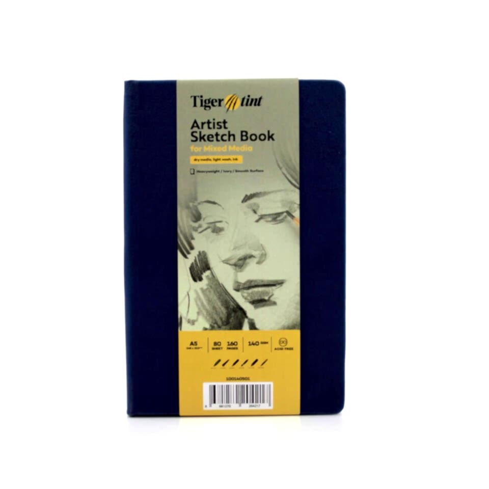 Güven Art&nbsp;Tigertint Eskiz Defteri Sert Kapak 140 Gr A5 80 Yaprak Mavi