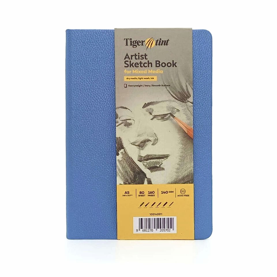 Güven Art Tigertint Eskiz Defteri Sert Kapak 140 Gr A5 80 Yaprak Gök Mavi 100140511