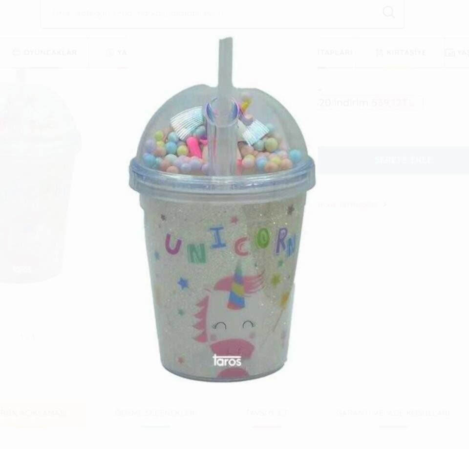 Taros Bon Bon Unicorn Milkshake Bardağı 350 Ml