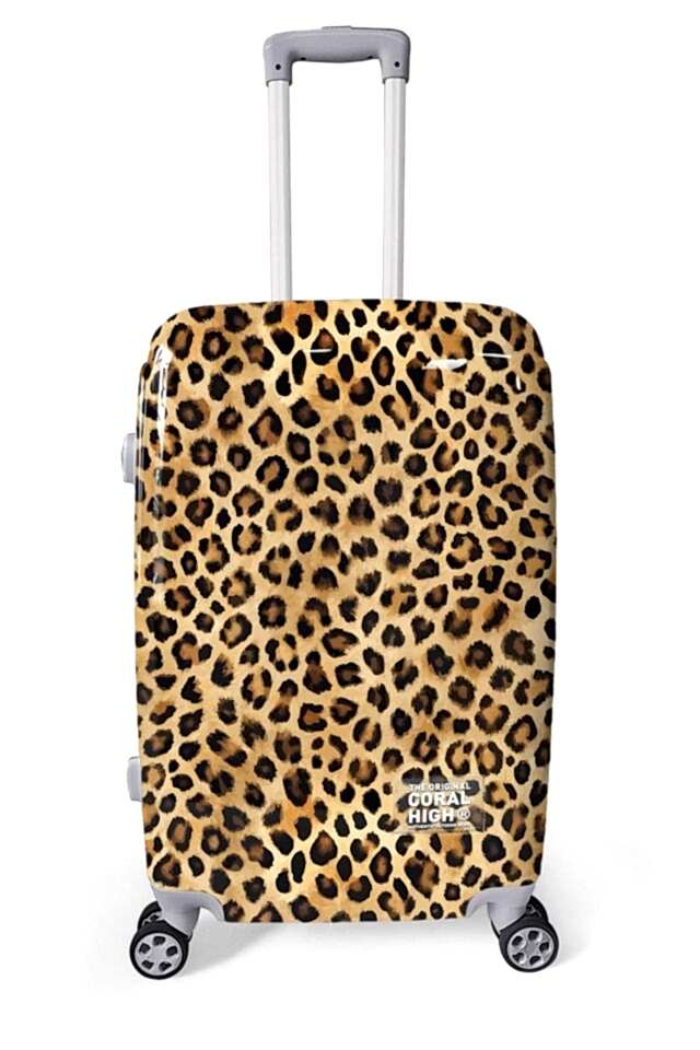 Yaygan Coral High Leopar Desenli Valiz NO2 Set 16843