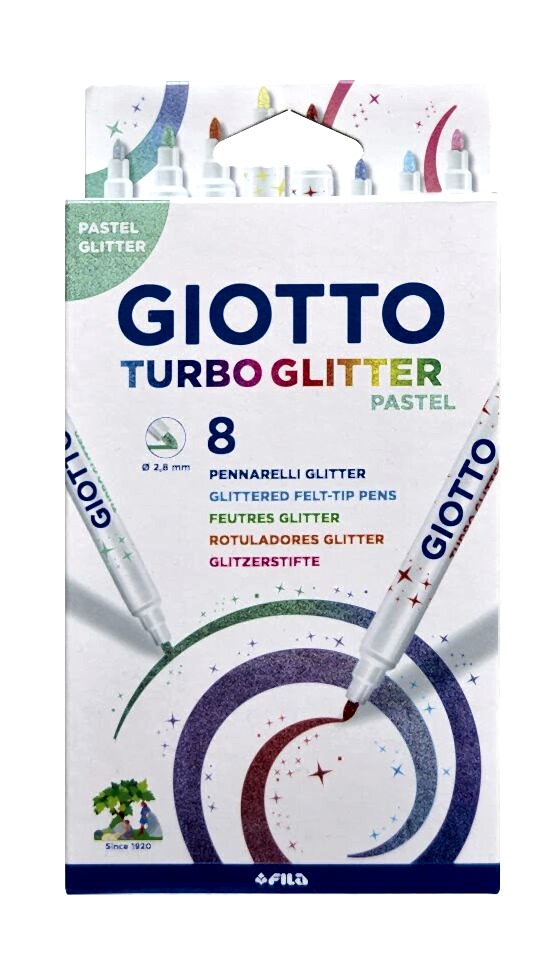 Giotto Turbo Glitter Keçeli Boya Askılı Paket 8 Li Pastel Tonlar