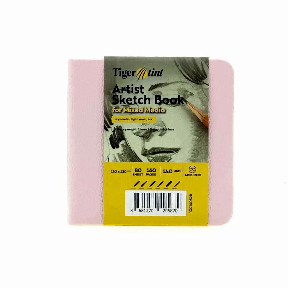 Güven Art Tigertint Eskiz Defteri Sert Kapak 140 Gr 12x12 Cm 80 Yaprak Şeker Pembe 100140528