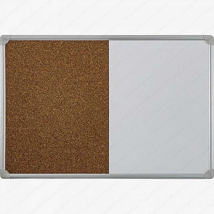 İnter 30x45 Alüminyum Çerçeve Duvara Monte Çift Fonksiyon Mantar Pano Yazı Tahtası