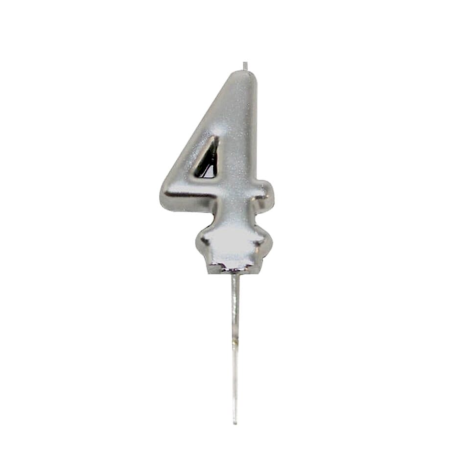 Astaş Rakam Mum Gümüş No 4