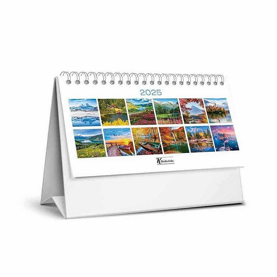 Keskin 2025-MTK-823 Karton Üçgen Masa Takvimi Manzara