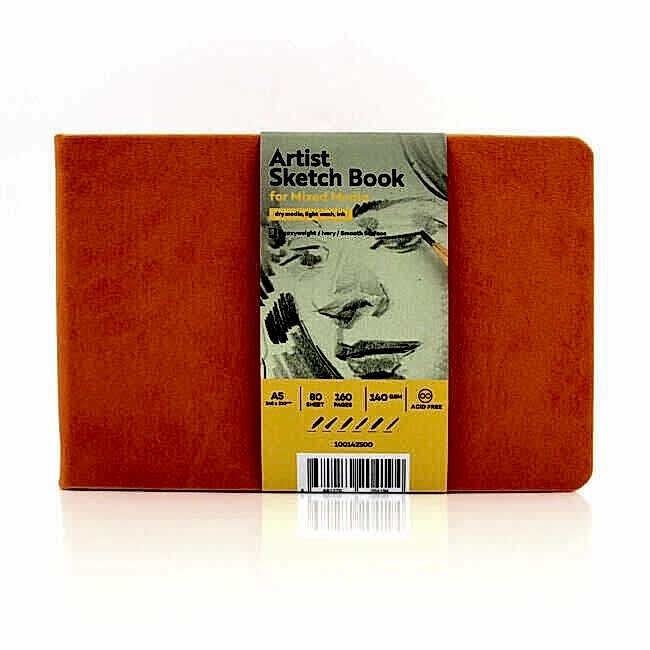 Güven Art&nbsp;Tigertint Eskiz Defteri Sert Kapak 140 Gr Yatay A5 80 Yaprak Turuncu