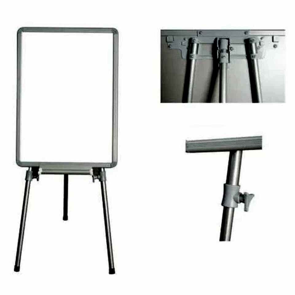 İnter 60x90 Alüminyum Çerçeve Laminant Yüzeyli Teleskopik Ayaklı Beyaz Yazı Tahtası