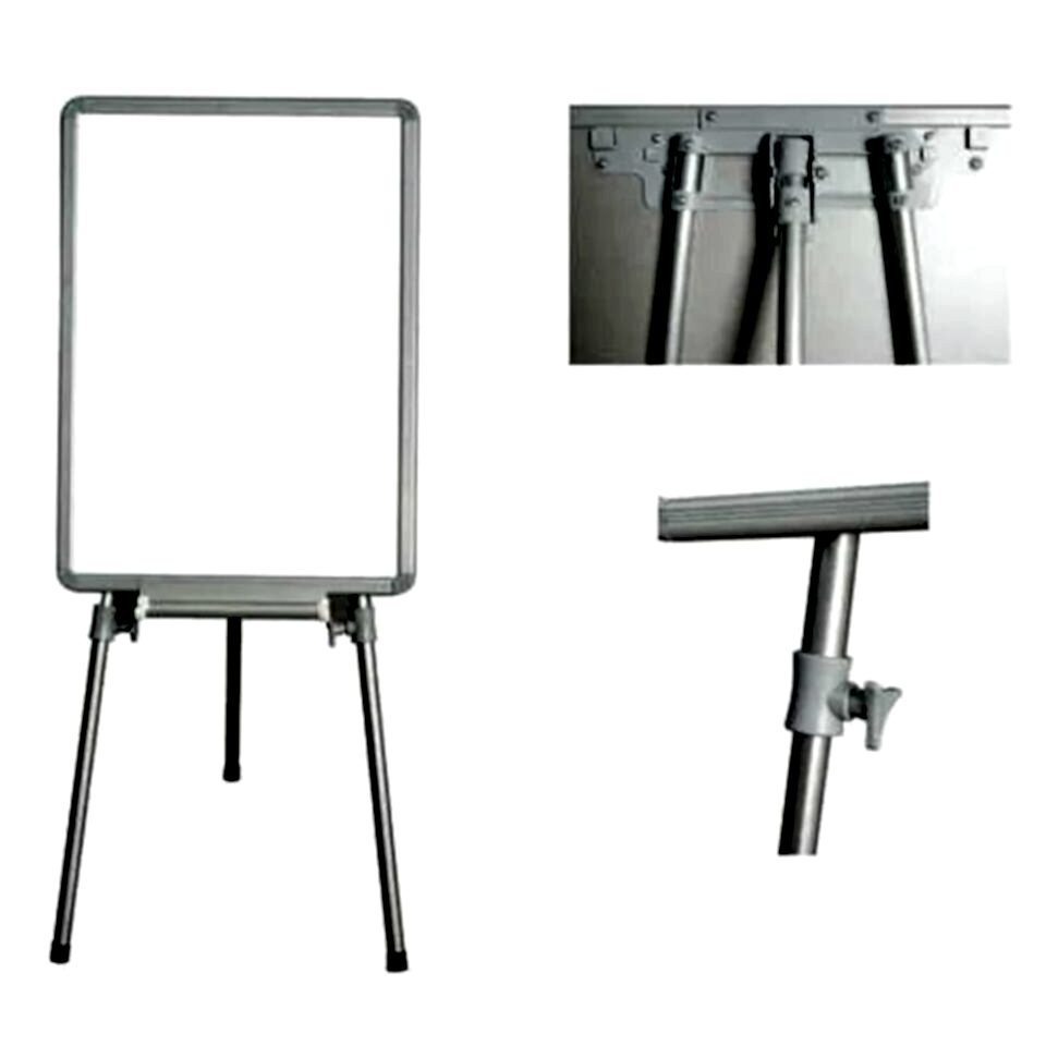 İnter 50x70 Alüminyum Çerçeve Laminant Yüzeyli Teleskopik Ayaklı Beyaz Yazı Tahtası