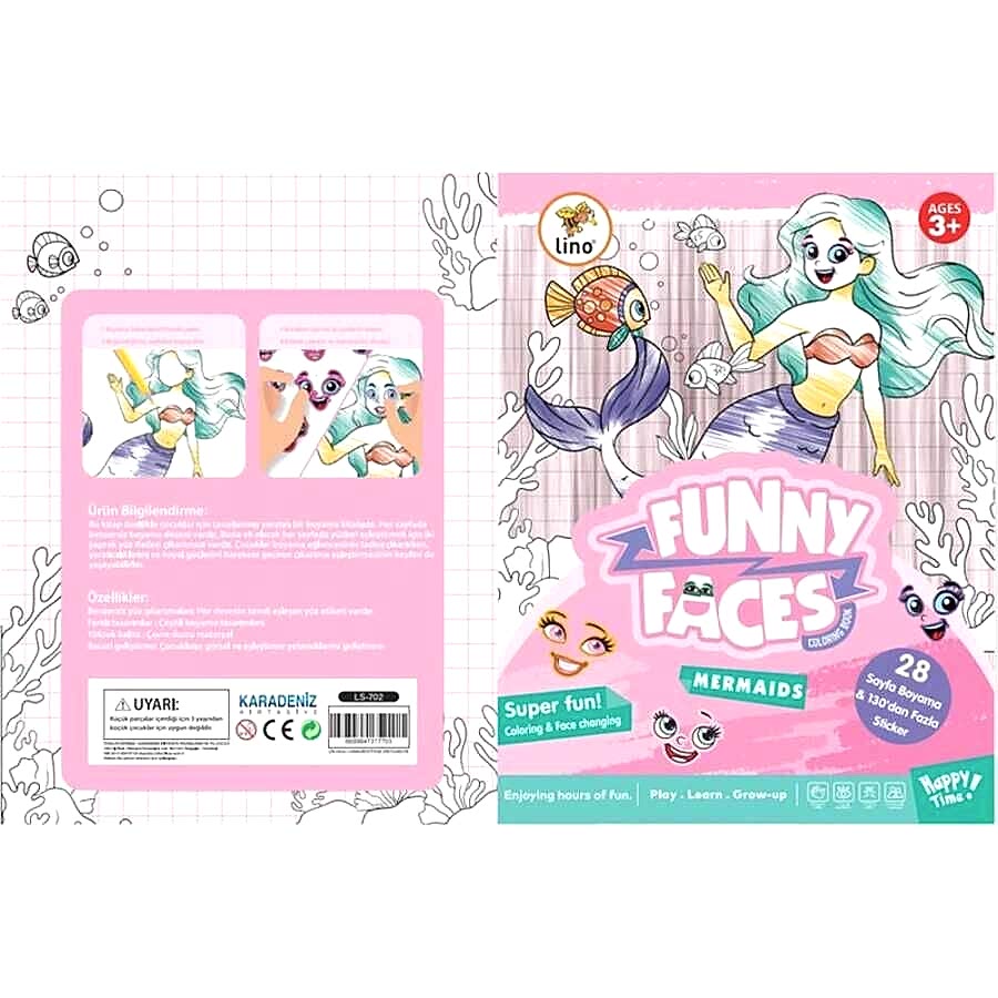 Lino Funny Faces Stickerlı Boyama Kitabı Deniz Kızı