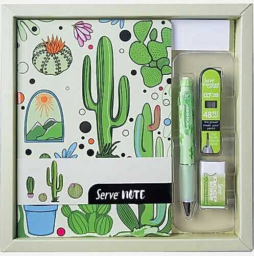 Serve Defter Seti Desenli Nane Yesılı Kutulu