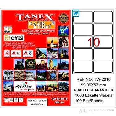 Tanex Tw-2010 99,06x57 Mm Laser Etiket 100 Adet