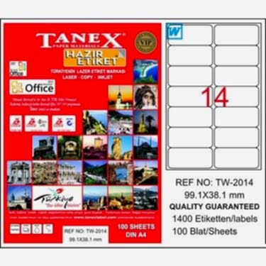 Tanex Tw-2014 99,1x38,1 Mm Laser Etiket 100 Adet