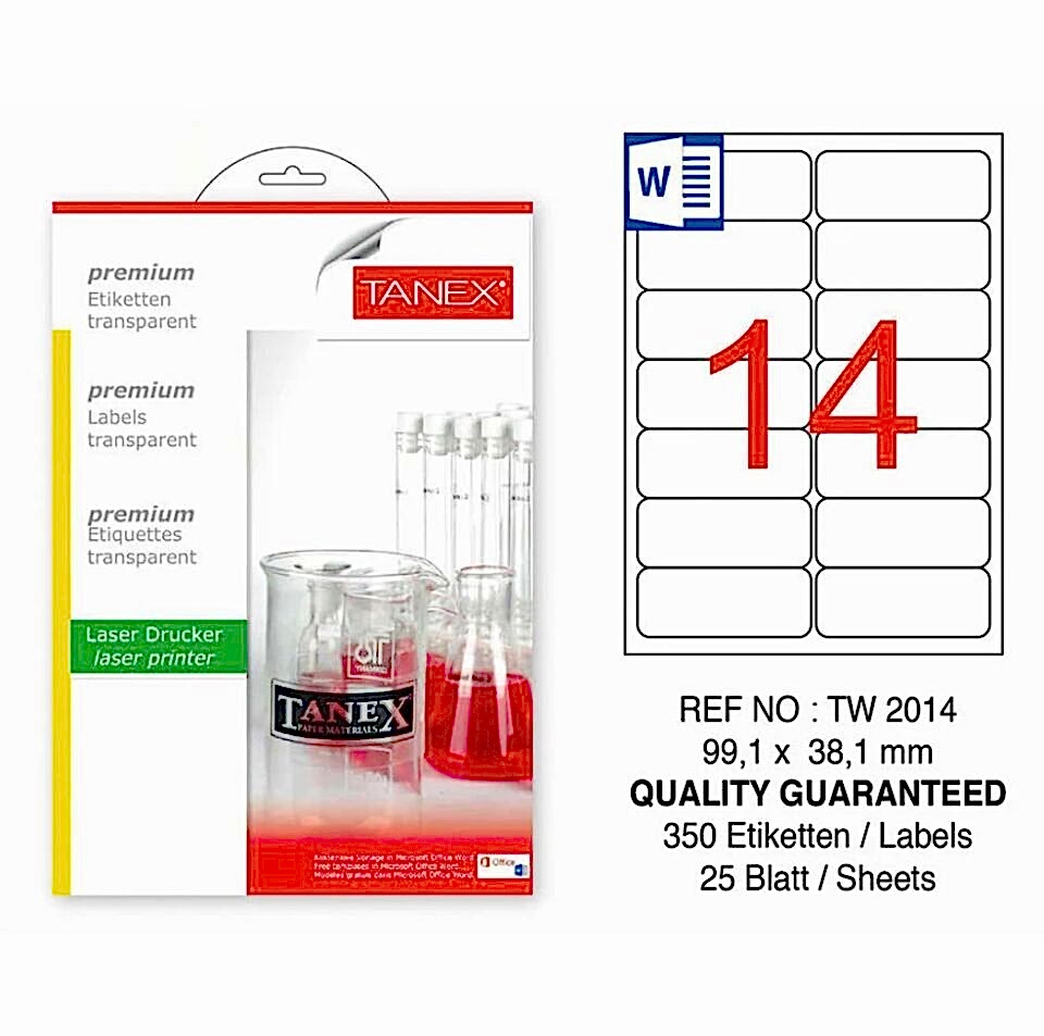 Tanex Tw-2014 99,1x38,1 Mm Silver Laser Etiket 25 Adet