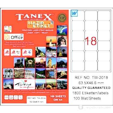 Tanex Tw-2018 63,5x46,6 Mm Laser Etiket 100 Adet