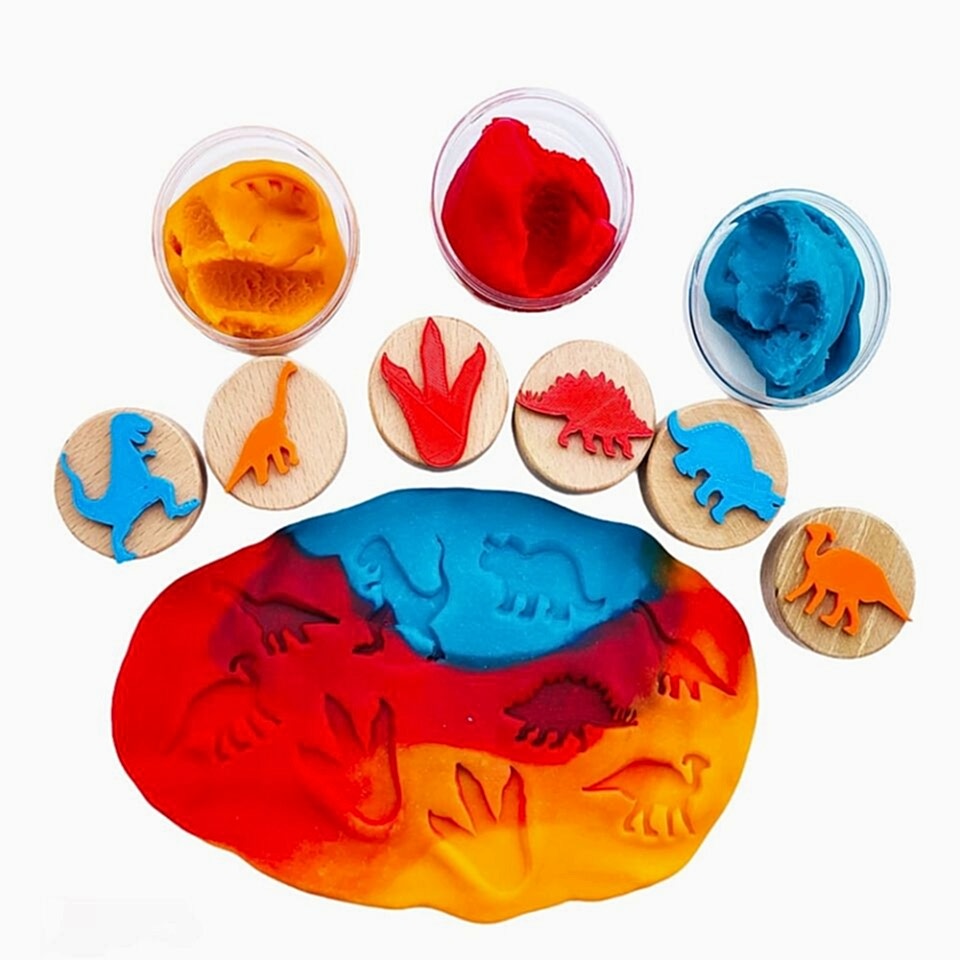 Gen Oyuncak Ahşap Damga Dinozorlar 6 Lı