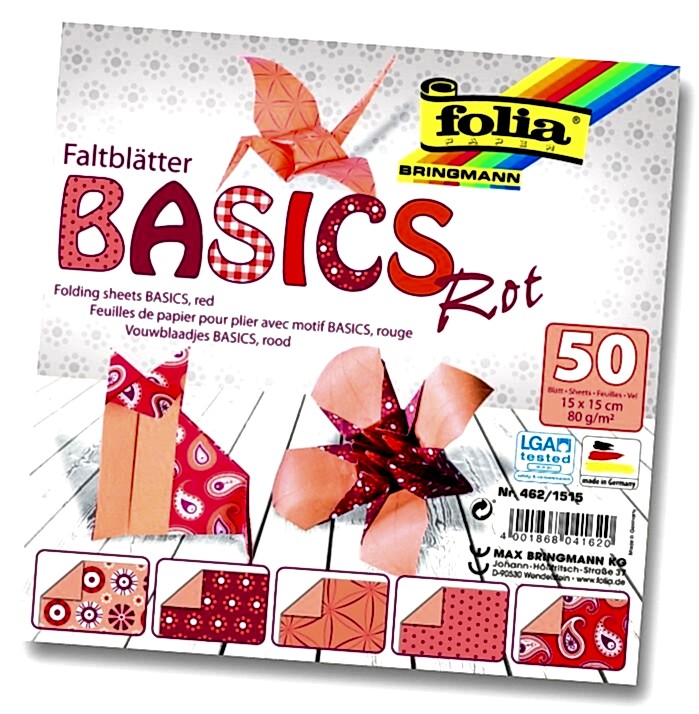 Folia Origami Kağıt 15x15 Basic Kırmızı 50tabaka