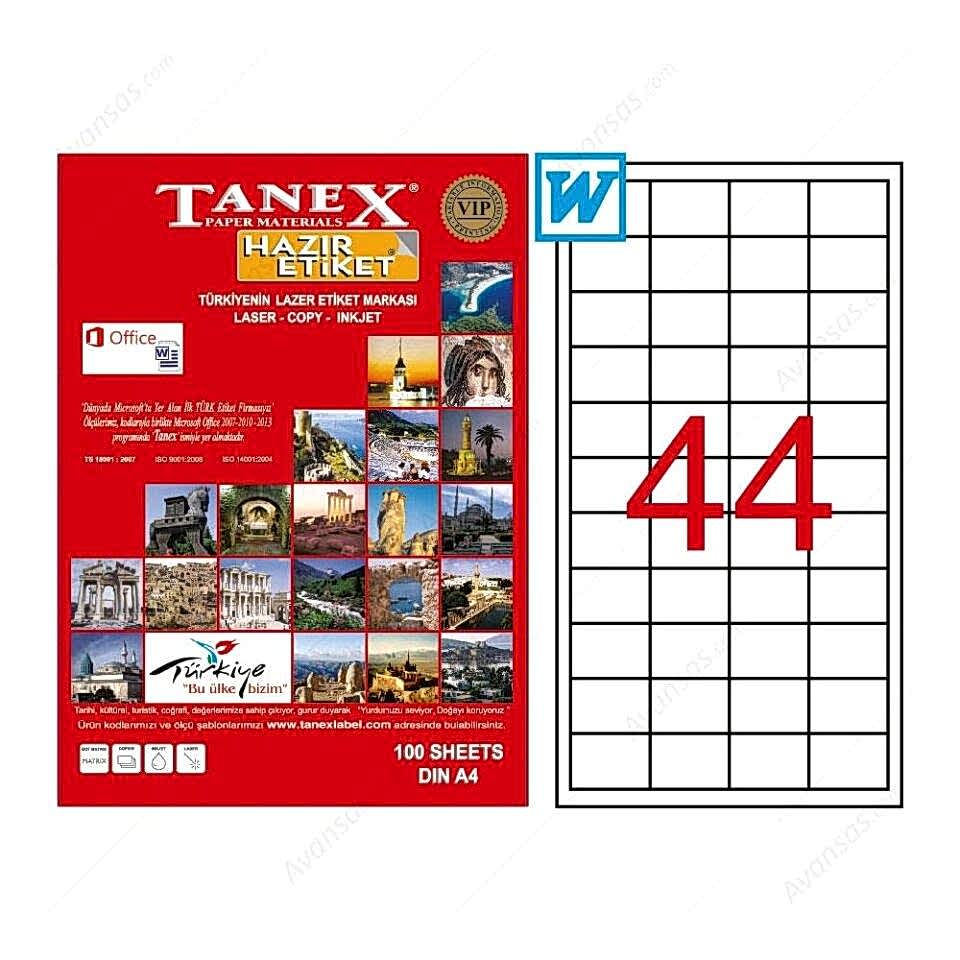 Tanex Tw-2044 48,5x25,4 Mm Laser Etiket 100 Adet