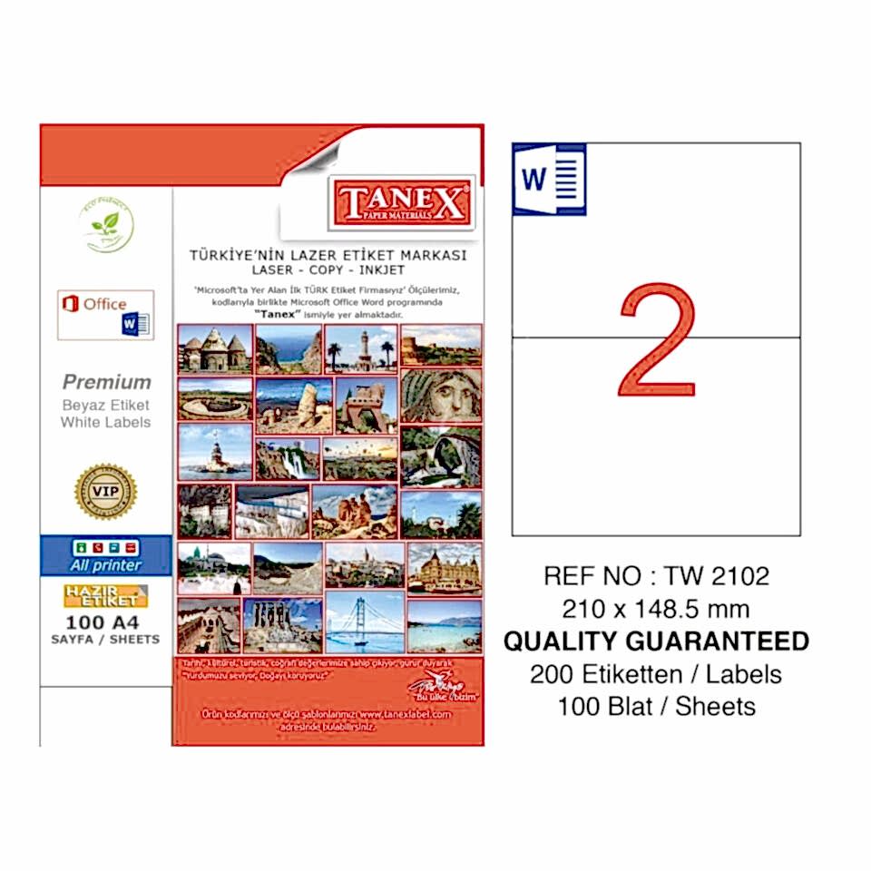 Tanex Tw-2102 210x148,5 Mm Laser Etiket 100 Adet