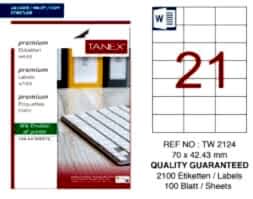 Tanex Tw-2124 70x42,43 Mm Laser Etiket 100 Adet