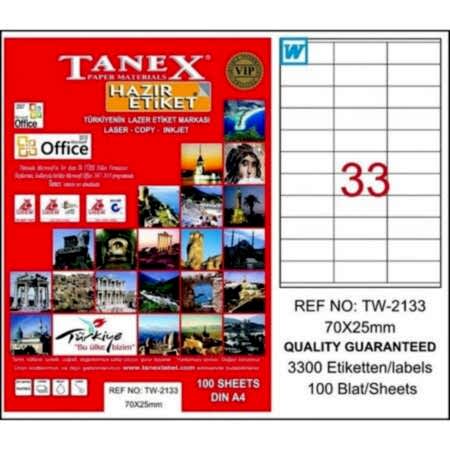 Tanex Tw-2133 70x25 Mm Laser Etiket 100 Adet