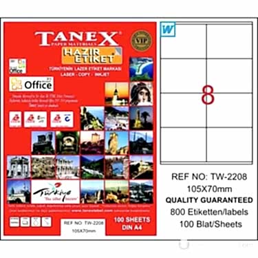 Tanex Tw-2208 105x70 Mm Laser Etiket 100 Adet