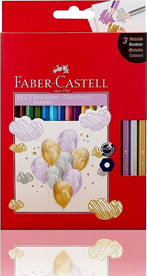 Faber Castell Boya Kalemi 15+3 Metalik Hediye