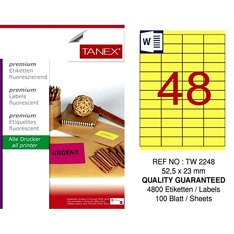 Tanex Tw-2248 52,5x23 Mm Laser Etiket 100 Adet